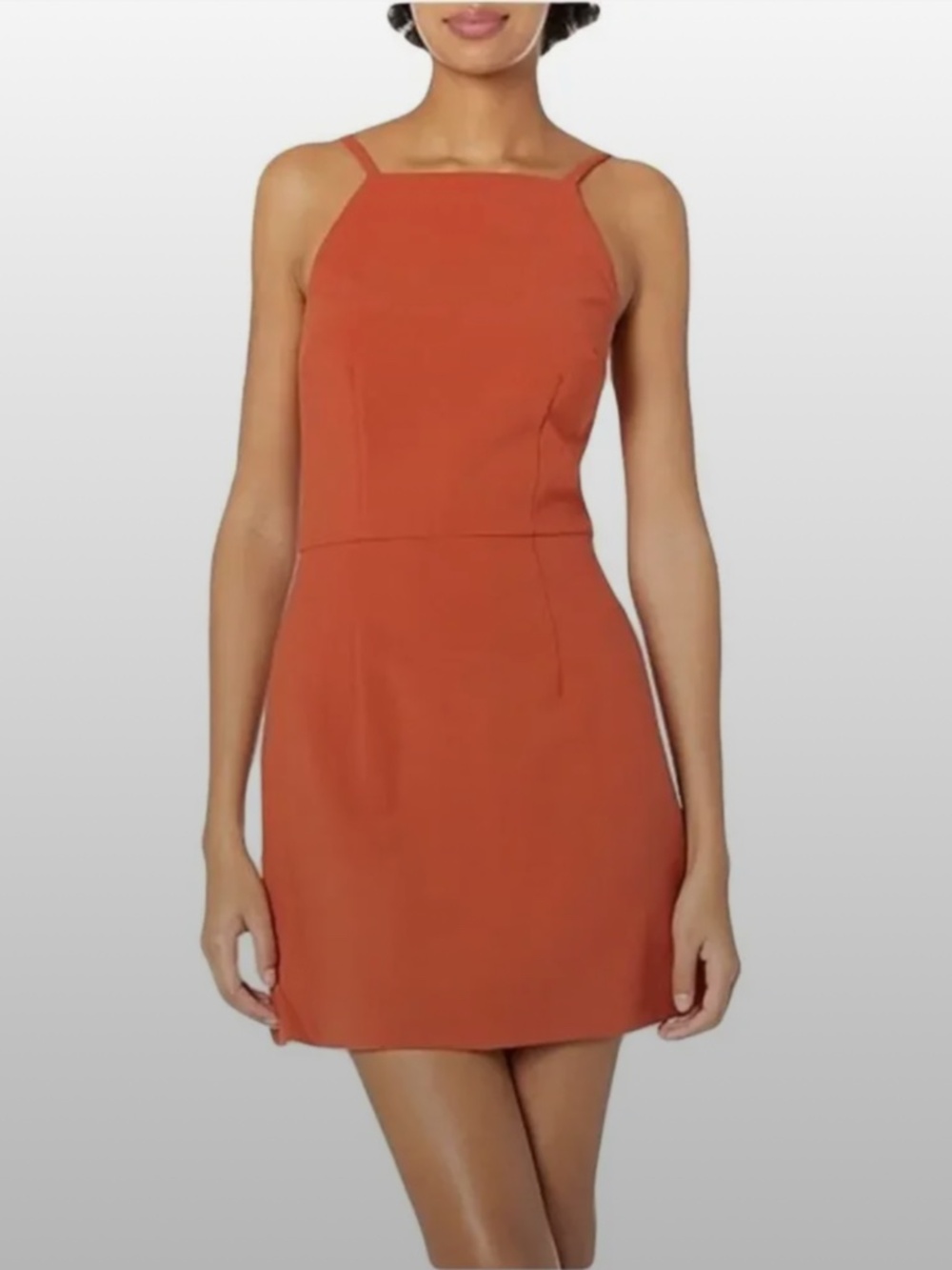 French Connection Women's Whisper Light Square Neck Dress in Rust